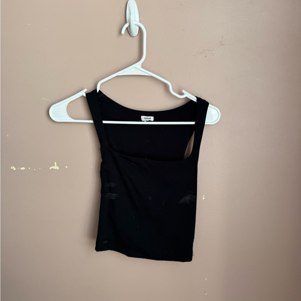 Garage Black Asymmetrical Cut Out Tank Top